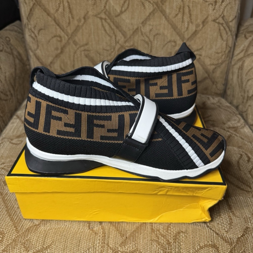 Fendi Love Womens Brown & Black Rockoko FF Motif Inlay‎ Sneakers Size 41 - Picture 3 of 9